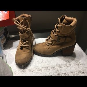 Brown Faux Leather Ankle Boots